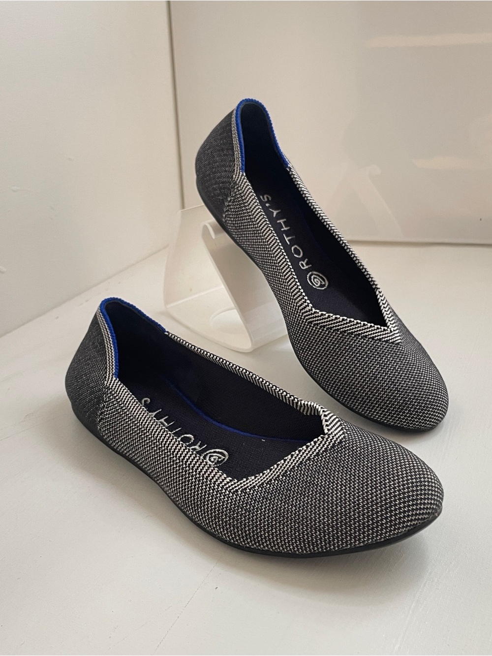 Rothy’s The Flat Womens 7.5 Gray Birdseye Knit Round Toe Ballet Flats